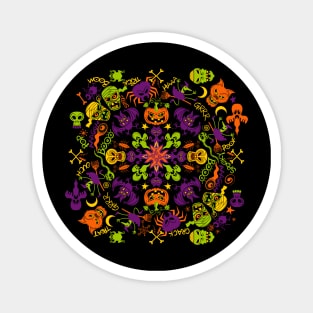 Spooky Halloween monsters for a mandala Magnet